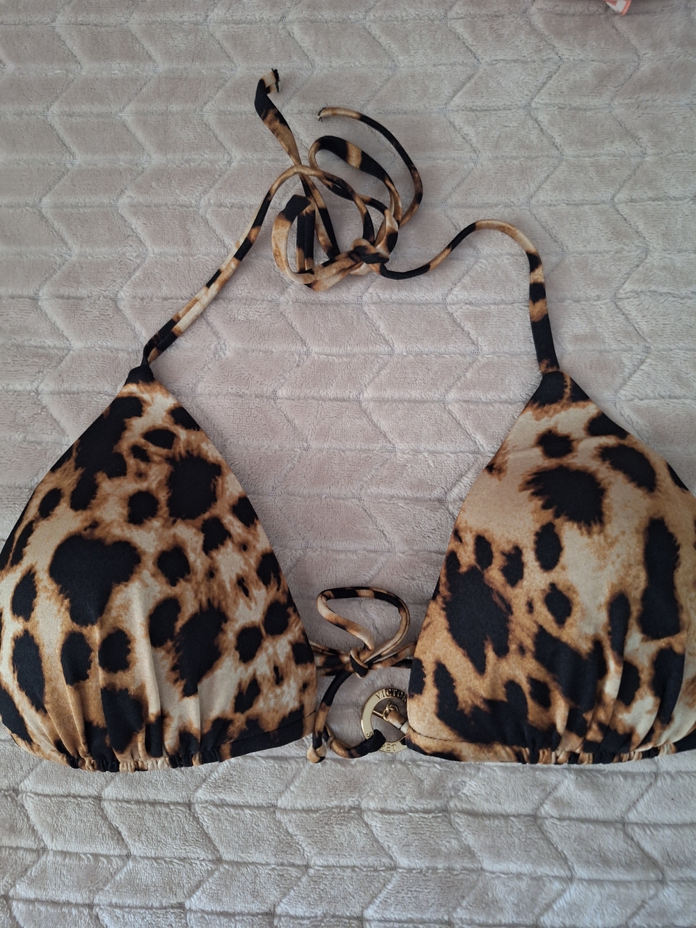 Victoria's Secret Leopard Print Triangle Bikini Top - Animal Print Brown